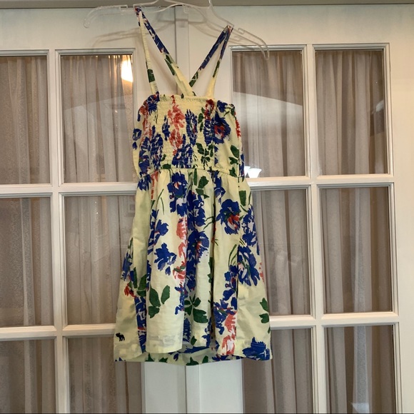 Abercrombie & Fitch pale yellow tropical floral mini dress Size M - Picture 3 of 13